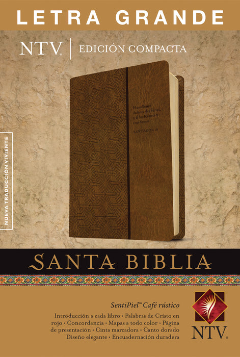 Span-NTV Compact Large Print Bible-Rustic Brown LeatherLike (Edicion Compacta NTV Letra Grande)