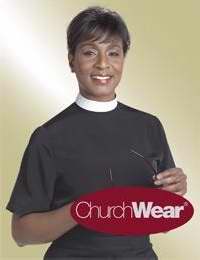 Clerical Shirt-Women-Short Sleeve Shell Blouse w/Neckband-Size 28-Black