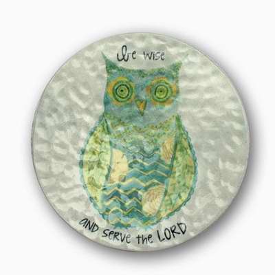 Trinket Dish-Owl-Be Wise And Serve The Lord-Metal (3.25)