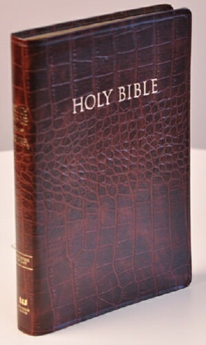 KJVER Thinline Bible/Personal Size-Walnut Alligator Bonded Leather Indexed