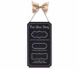 Wall Hanging-Our Love Story-Wood w/Burlap Bow (Pack Of 3) (Pkg-3)