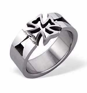 Cross-Men-Style 316L Surgical Grade Stainless Ring Size 6