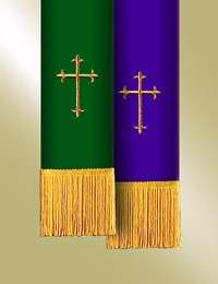 Bible Marker-Pavillion-Reversible Hunter/Purple w/Latin Cross