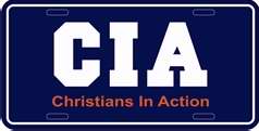 Auto Tag-Christians In Action-Navy/White (6" x 12")