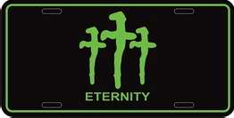 Auto Tag-Eternity w/Crosses-Black/Green (6" x 12")