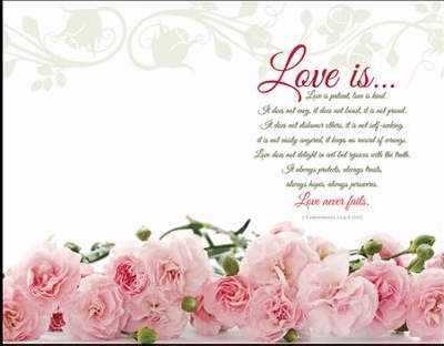 Bulletin-Love Is (Wedding) (1 Corinthians 13:4-8) (Pack Of 100) (Pkg-100)