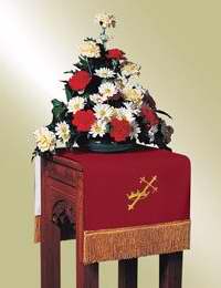 Flower Stand Cover-Pavillion-Reversible-Red Slanting Cross/Crown & White Latin Cross (11653)