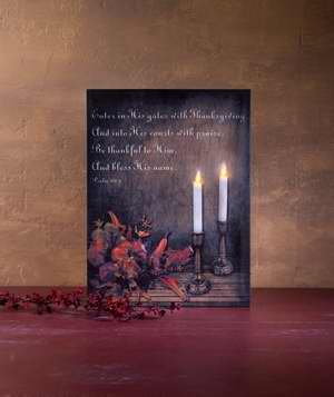 Canvas-Thankful w/Timer (Candles) (Radiance Lighted) (12 x 12)