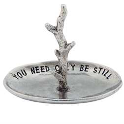 Trinket Dish w/Ring Holder-Exodus 14:14/You Need Only Be Still (Pewter) (1-7/8" x 2-1/2")