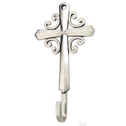 Wall Hook-French Cross-Pewter (4-3/4" x 2-1/2")