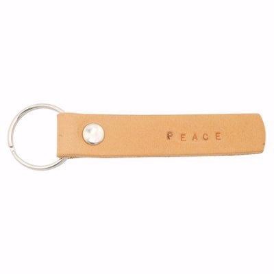 Key Chain-Peace-Natural Leather (3 1/4" x 5/8")