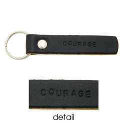 Key Chain-Courage-Black Leather (3 1/4" x 5/8")