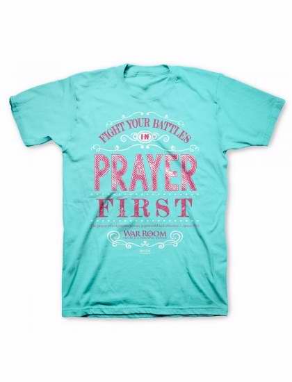 Tee Shirt-War Room/Prayer First-Small-Scuba Blue