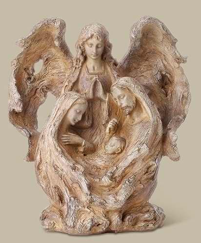 Figurine-Angel w/Holy Family (10")
