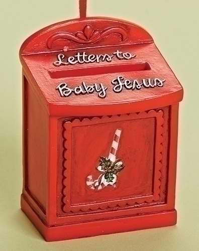 Ornament-Letter To Jesus Mail Box w/Open Lid (3")