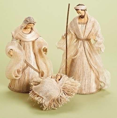 Nativity Set-3 Piece Holy Family-Burlap Look (14.25")
