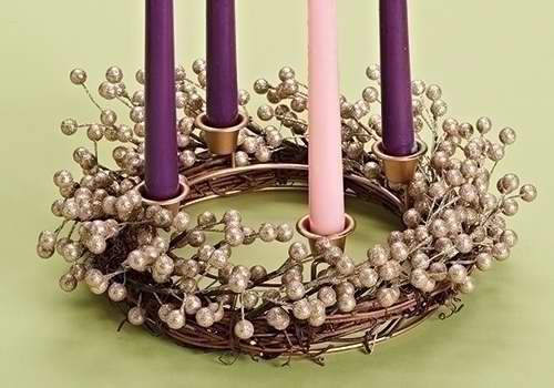 Advent Wreath-Champagne Berry (14" D) (11/2018=Out Of Stock For Season)