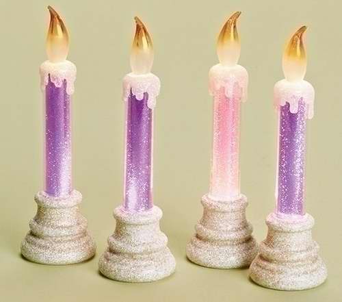 Candle-Advent 4 Piece Set LED-3 Purple/1 Pink w/Batteries (6.75")  (Pkg-4)