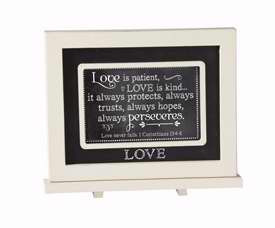 Framed Art-Tabletop-Small Chalkboard Message-Love-1 Corinthians 13:4-8 (9"X 7")