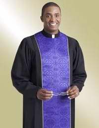 Clergy Robe-Vicar-H206/HM522-Black/Purple