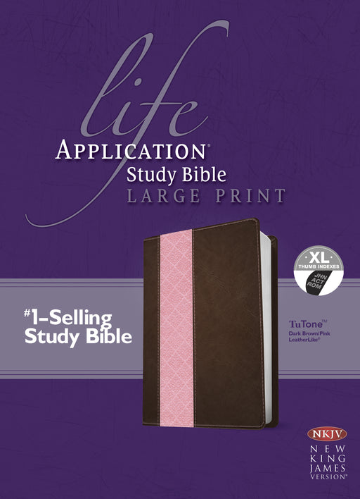 NKJV Life Application Study Bible/Large Print-Dark Brown/Pink TuTone Indexed