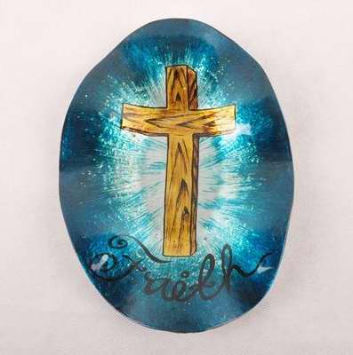 Plate-Cozenza Collection-Faith Cross (12" Oval)