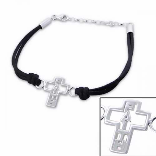 Bracelet-Cross/FAITH-925 (Sterling Silver) Nylon/cord