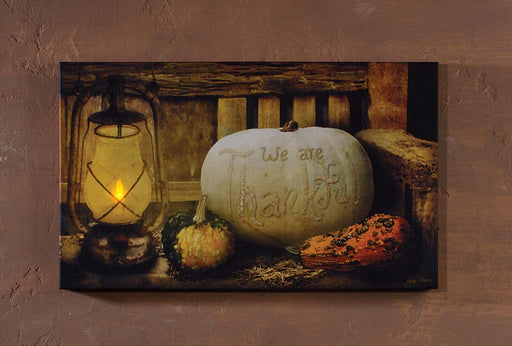 Canvas-Thankful w/Timer (Pumpkin/Lantern) (Radiance Lighted) (12 x 20)