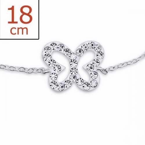Bracelet-Butterfly w/Clear Crystals-925 (Sterling Silver)