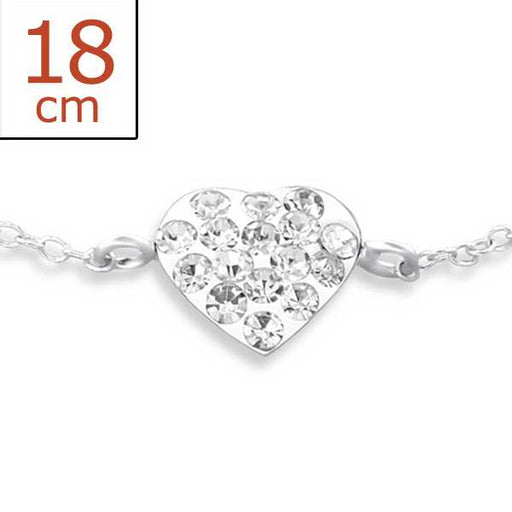 Bracelet-Heart w/Clear Crystals-925 (Sterling Silver)
