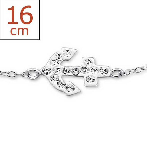 Bracelet-Anchor w/Clear Crystals-925 (Sterling Silver)