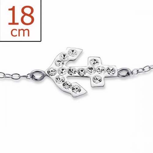 Bracelet-Anchor Inline w/Crystal-925 Rhodium Plated (Sterling Silver)
