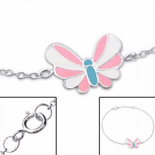 Bracelet-Butterfly w/Epoxy-925 (Sterling Silver) Adjustable