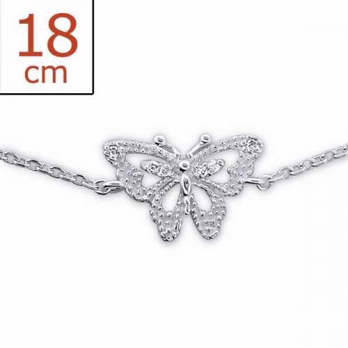 Bracelet-Chain Butterfly w/CZ Stones-925 (Sterling Silver)