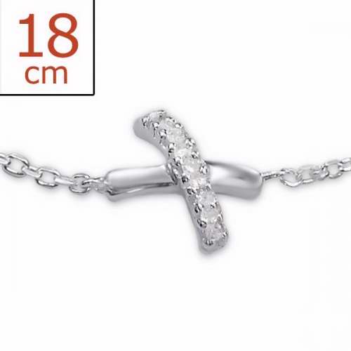 Bracelet-Chain Cross w/CZ Stones-925 (Sterling Silver)