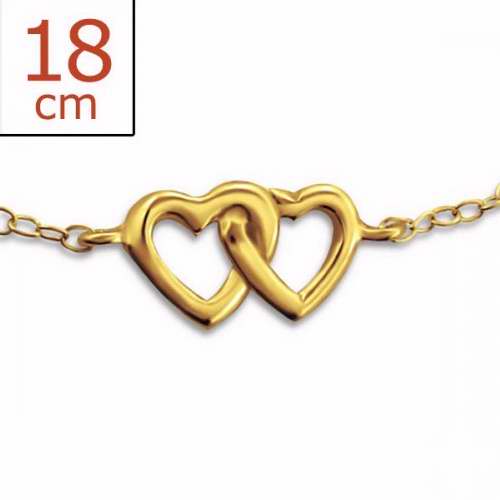 Bracelet-Chain Double Heart Inline-925 (Sterling Silver)