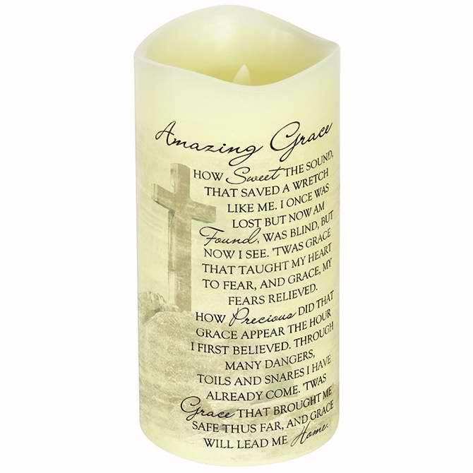 Candle-Flameless-Premier Flicker-Amazing Grace w/Timer-Vanilla (8" x 4")