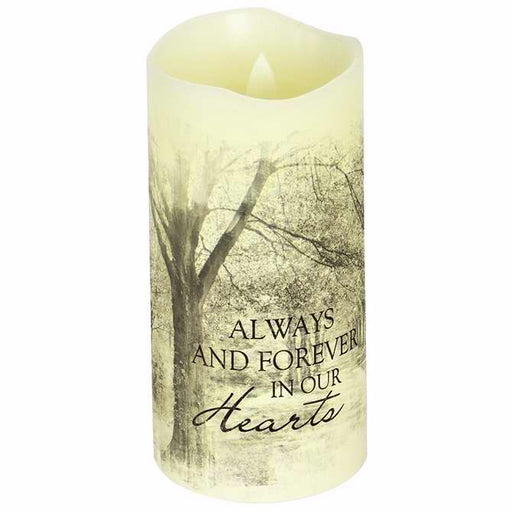 Candle-Flameless-Premier Flicker-Forever In Our Hearts w/Timer-Vanilla (6" x 3")