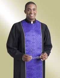 Clergy Robe-Vicar-H206/HM528-Black/Purple