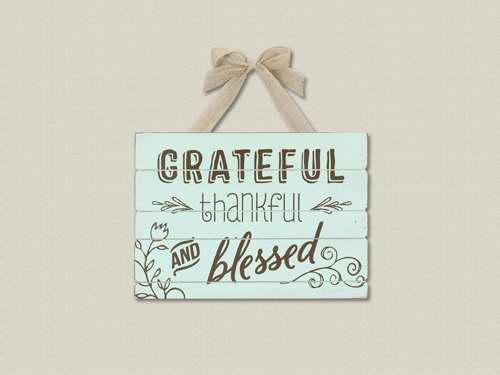 Wall Sign-Grateful Thankful And Blessed-Wood (13 x 14)