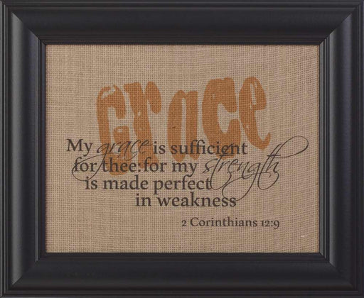 Framed Burlap-Grace-2 Corinthians 12:9 (8.5 x 11)