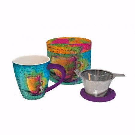 Tea Infuser Mug Set-Loved w/Cover & Strainer-Gift Boxed