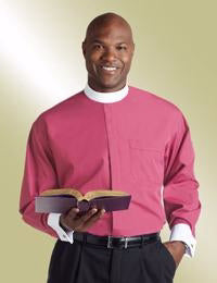 Clerical Shirt-Long Sleeve Banded Collar & French Cuff-16x32/33-Fuchsia