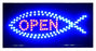 Sign-OPEN-Led Light Up Fish (Flashes) (9.5" x 18.5")