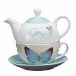 Tea Set-Tea For One/Butterfly Blessings/Grace w/Gi