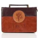 Bible Cover-Classic-Trust/Tree-Large-Brown/Red Lux
