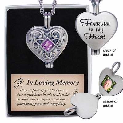 Locket-Forever In My Heart Memorial w/Space For Photo & Engraving (24")