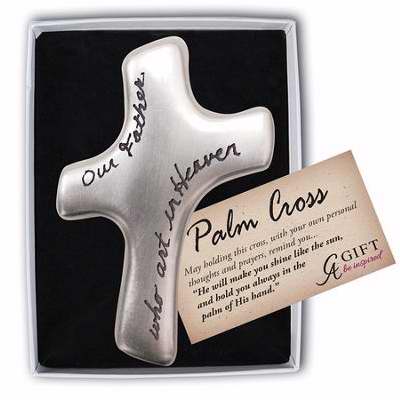 Palm Cross-Our Father Who Art In Heaven-Zinc (2.75")