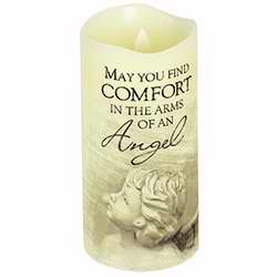 Candle-Flameless-Premier Flicker-Arms Of An Angel w/Timer-Vanilla (6" x 3")