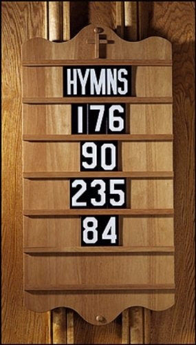 Hymn Board-Pecan Stain-5 Sets Of Numeral Slides & Hymns